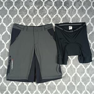 Garneau Cycling Shorts MTB Mens Medium Gray Black Padded Liner Silvercool3